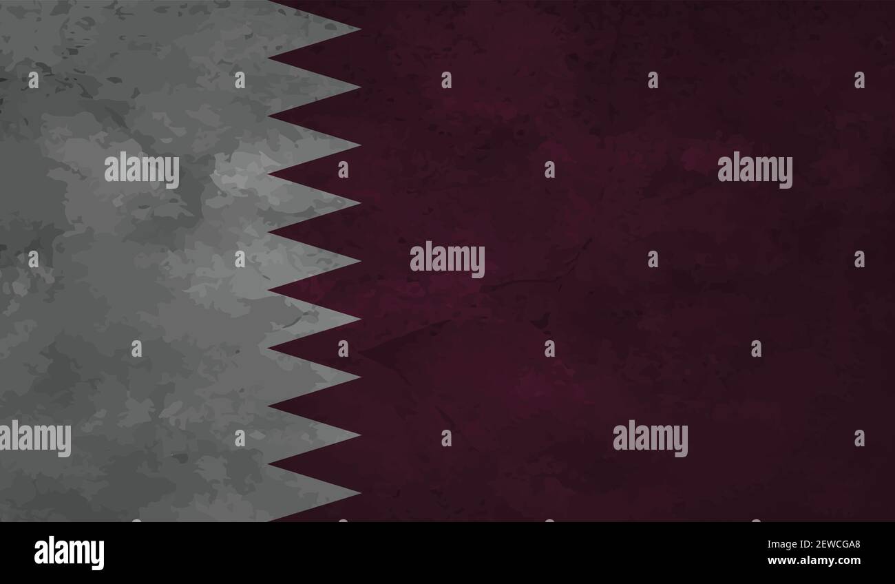 Qatar flag with waving grunge texture. Vector background. Stock Vector