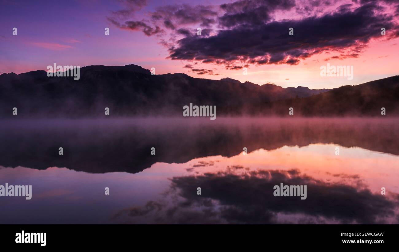 Sunrise at Edith Lake, Jasper National Park, Alberta Canada Stock Photo ...