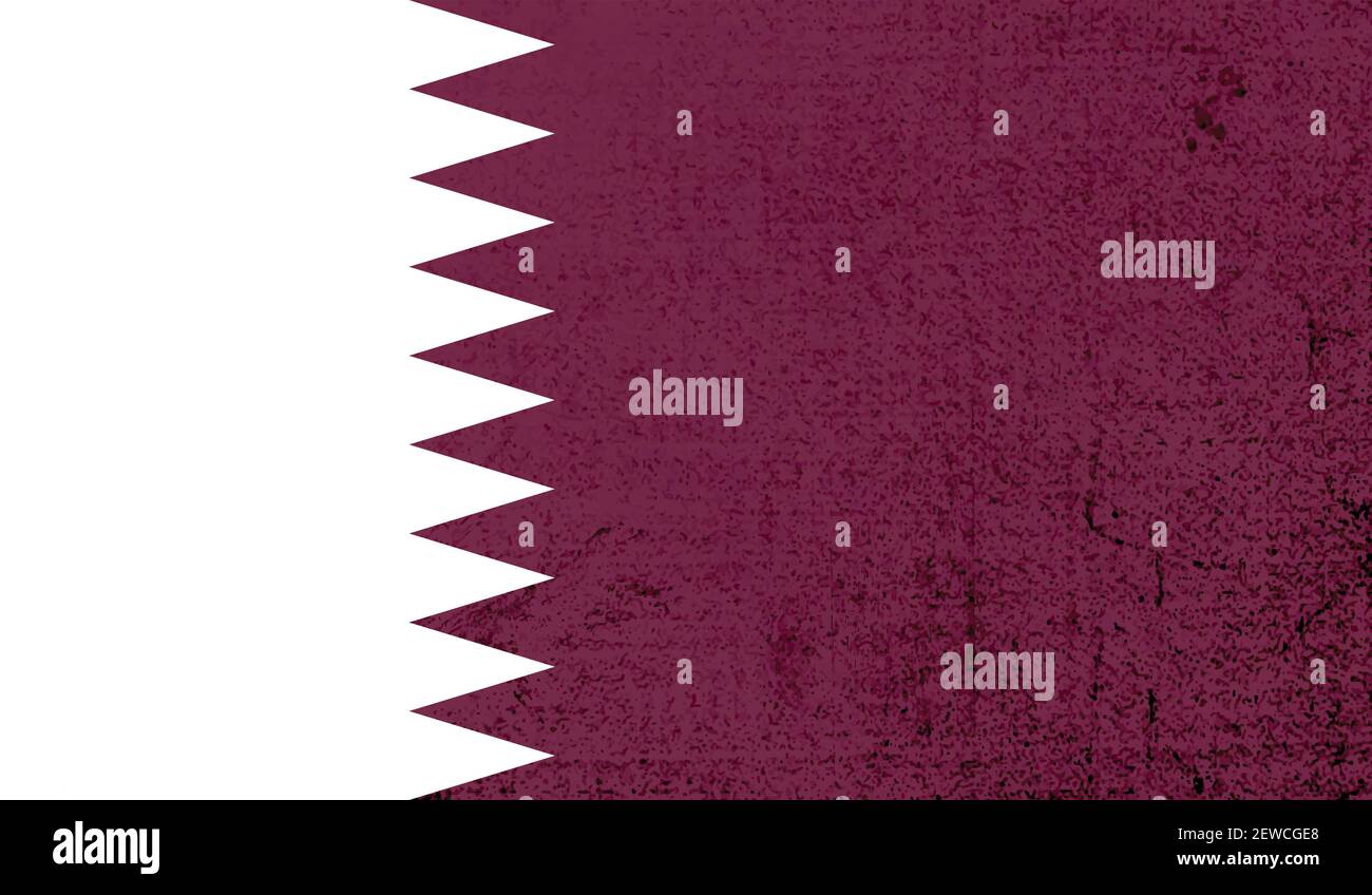 Qatar flag with waving grunge texture. Vector background. Stock Vector