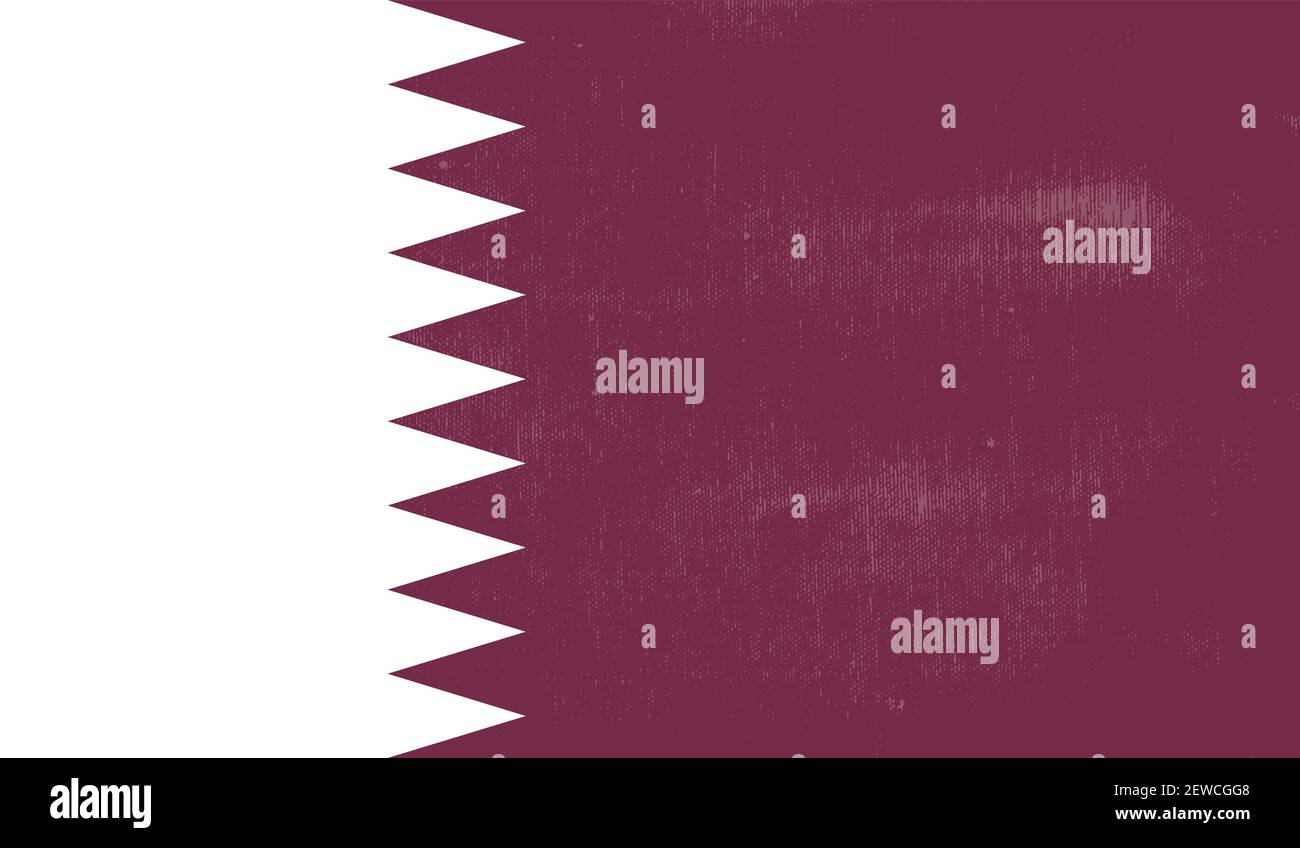 Qatar flag with waving grunge texture. Vector background. Stock Vector