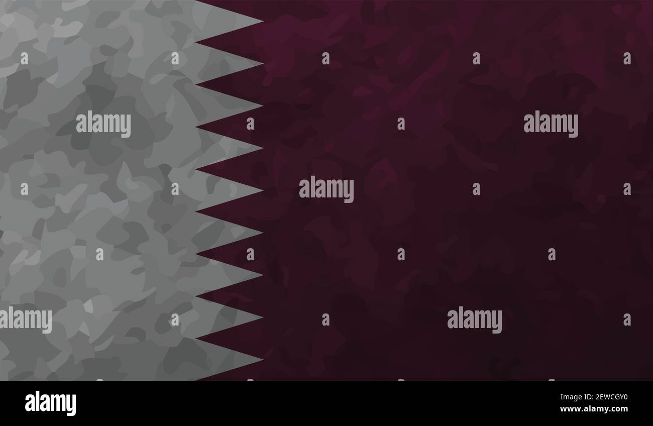Qatar flag with waving grunge texture. Vector background. Stock Vector