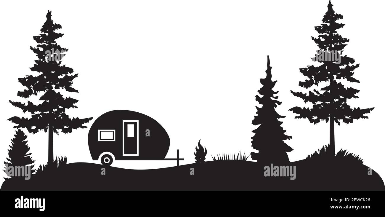 vector illustration of a camping background in the forest Stock Vector ...