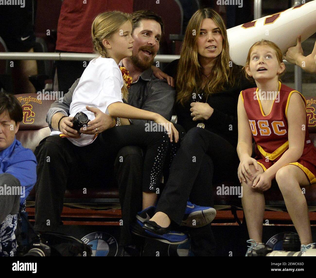 Movie actor Christian Bale and wife Sibi Blazic in attendance during the  game between the Washington Huskies and the Southern California Trojans at  Galen Center Stock Photo - Alamy