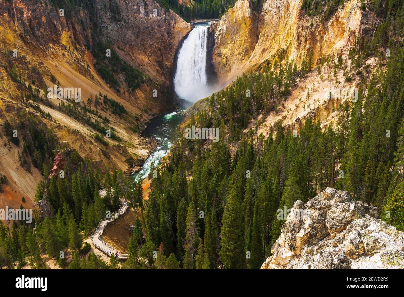 Lower Yellowstone Falls from Lookout Point, Yellowstone National Park ...