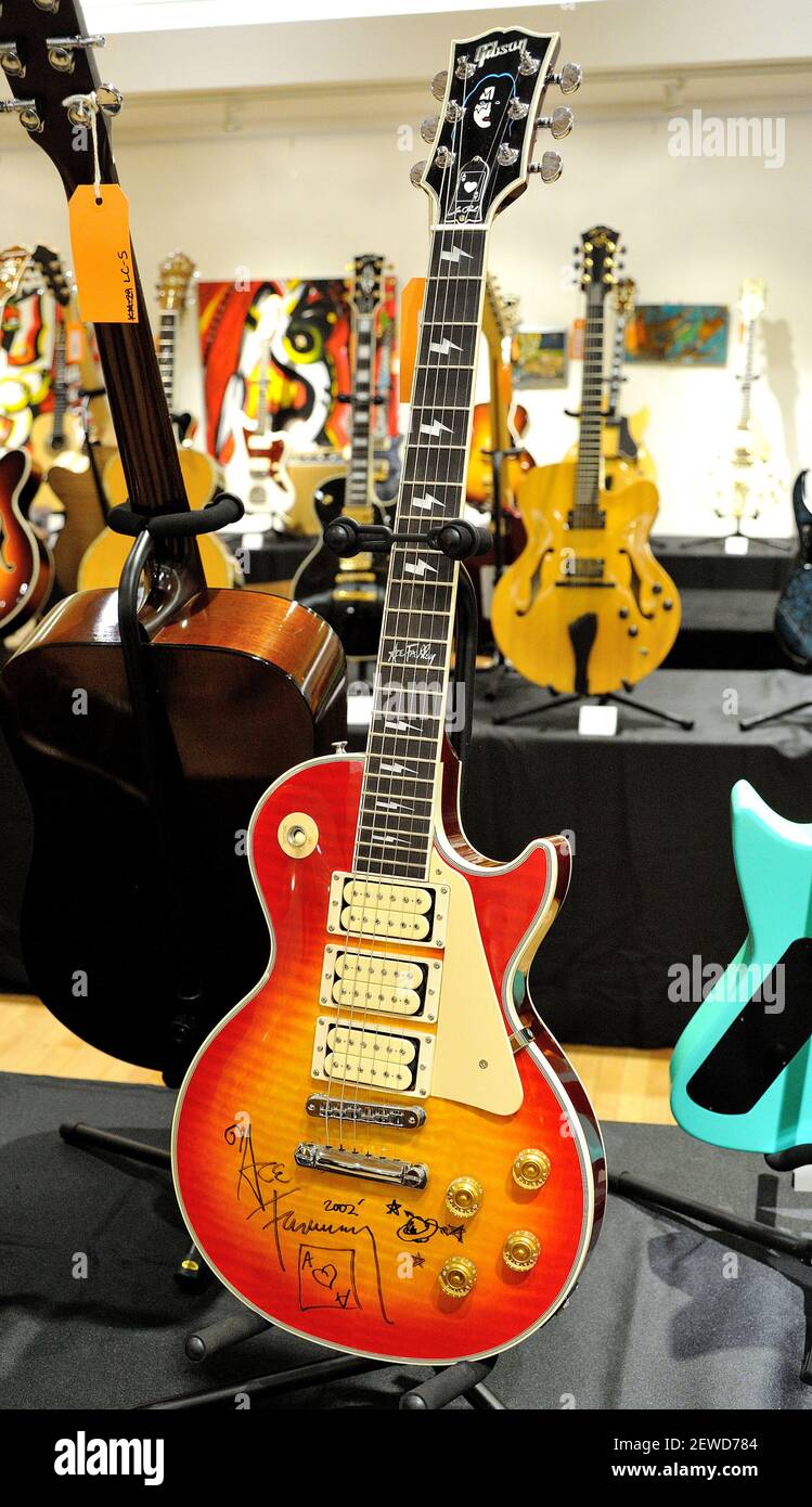 Gibson USA Ace Frehley Les Paul electri guitar signed by guitarist Ace  Frehley of KISS on display at Guitars At Auction by Guernsey's in New York,  NY on February 26, 2016. (Photo
