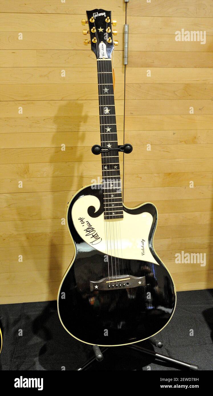 Gibson custom Chet Atkins SST Celebrity electric guitar signed by musician Chet Atkins on display at Guitars At Auction by Guernsey's in New York, NY on February 26, 2016.  (Photo by Stephen Smith) *** Please Use Credit from Credit Field *** Stock Photo