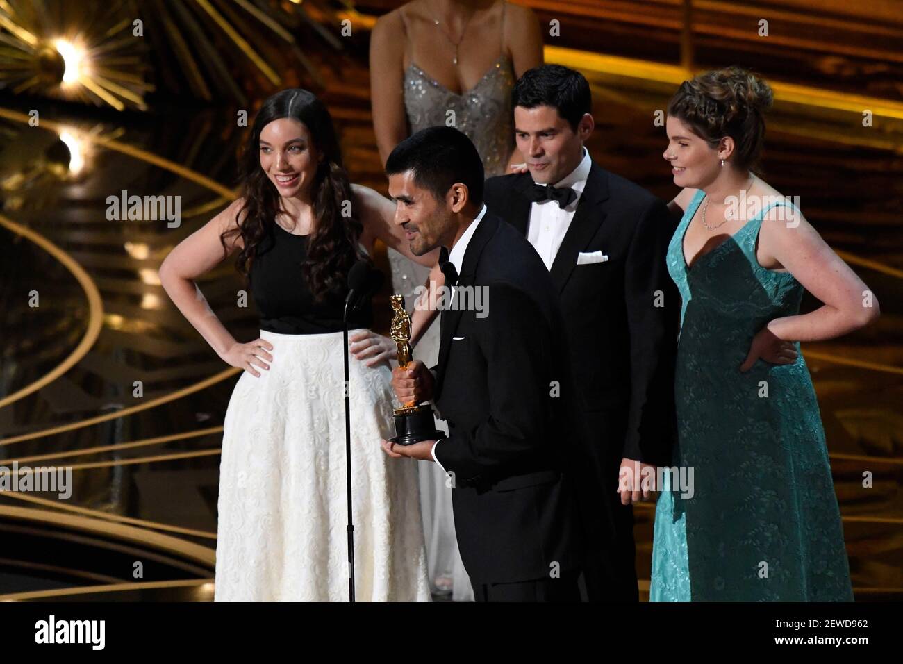 Feb 28, 2016; Hollywood, CA, USA;  Gabriel Osorio (speaking) and Pato Escala accept the Oscar for best animated short film for ‘Bear Story’ during the 88th annual Academy Awards at the Dolby Theatre. Mandatory Credit: Robert Deutsch-USA TODAY NETWORK  Stock Photo