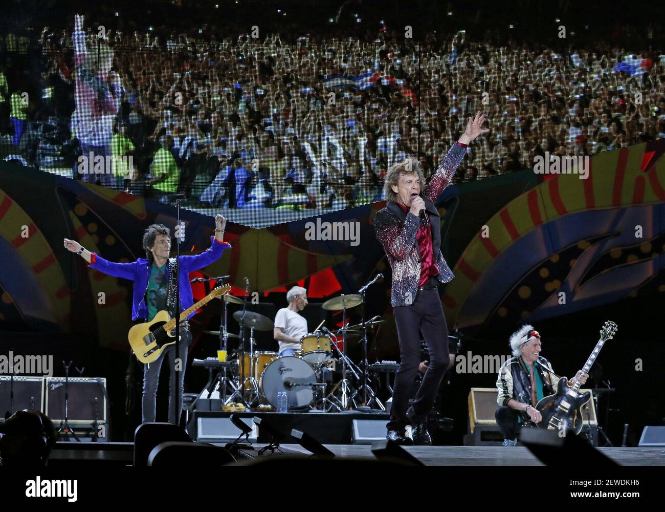 Mick Jagger and the Rolling Stones perform in the Ciudad Deportiva de la  Habana in Cuba on Friday, March 25, 2016. (Photo by Al Diaz/Miami  Herald/TNS) *** Please Use Credit from Credit