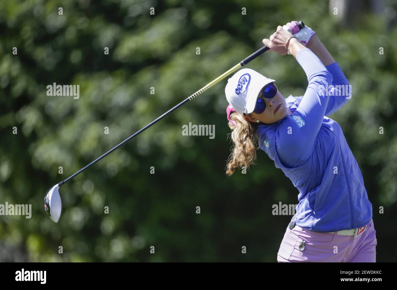 Paula Creamer tees off on the 4th hole during the third round of the Kia  Classic at Aviara Golf Club in Carlsbad, California. Justin Cooper/CSM ***  Please Use Credit from Credit Field ***