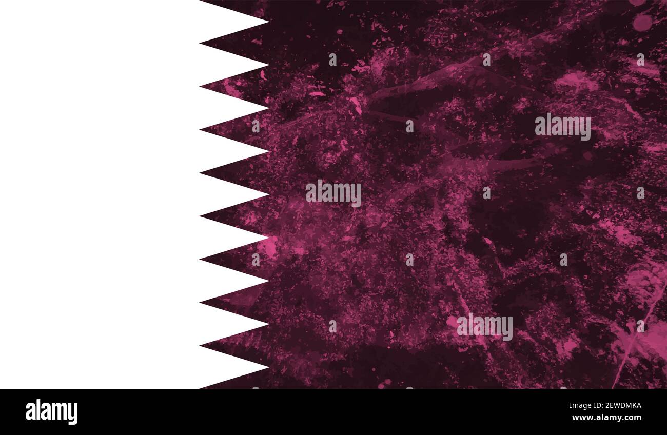 Qatar flag with waving grunge texture. Vector background. Stock Vector