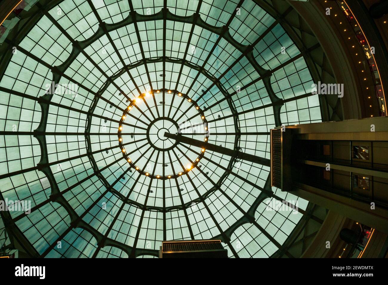 The glass dome roof of the Grand Gateway 66 shopping mall in Xujiahui, Xuhui District, Shanghai, China. Stock Photo