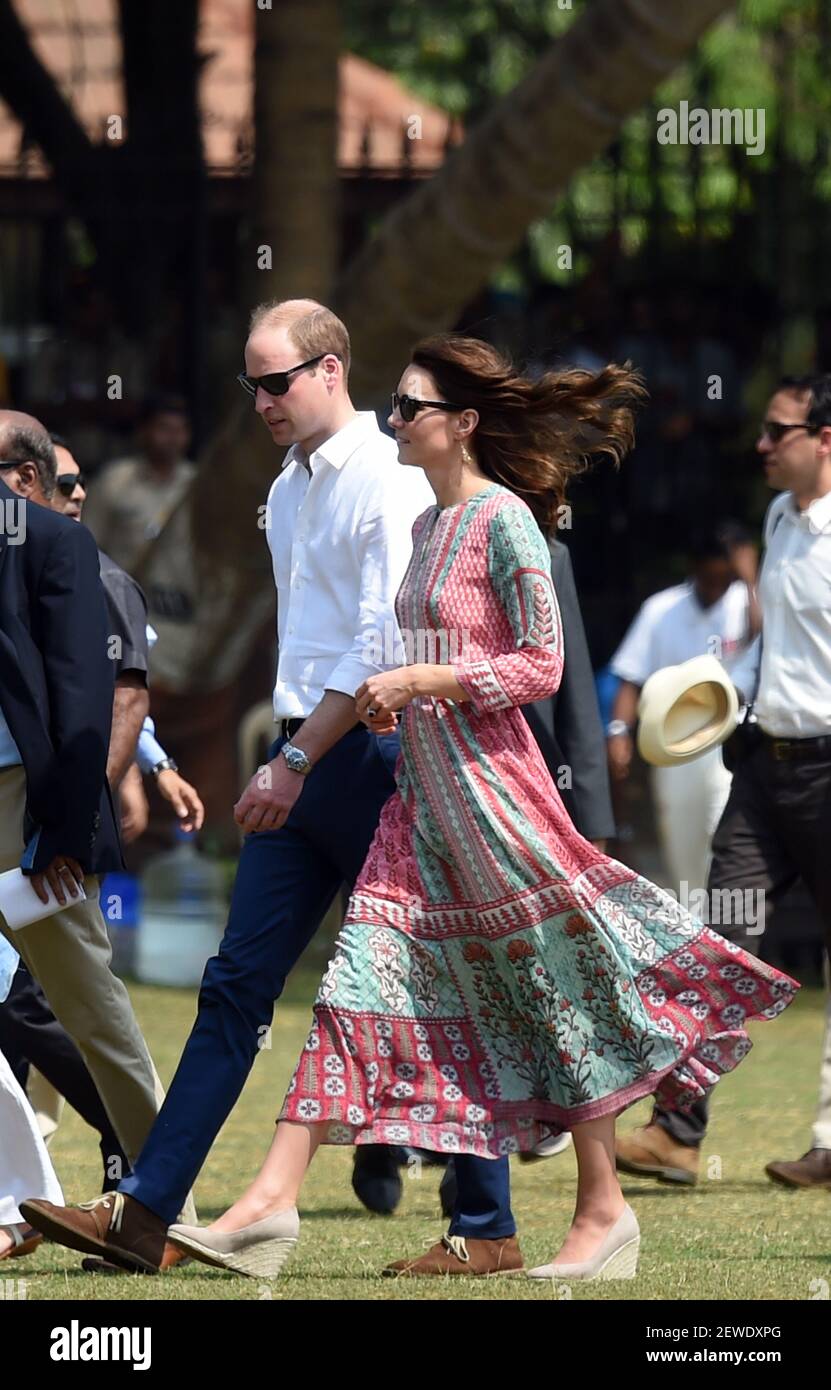 MUMBAI, INDIA APRIL 10: Duchess Of Cambridge, known as Kate Middleton before her marriage and William, Duke of Cambridge visit the Oval Maidan watch and take part in