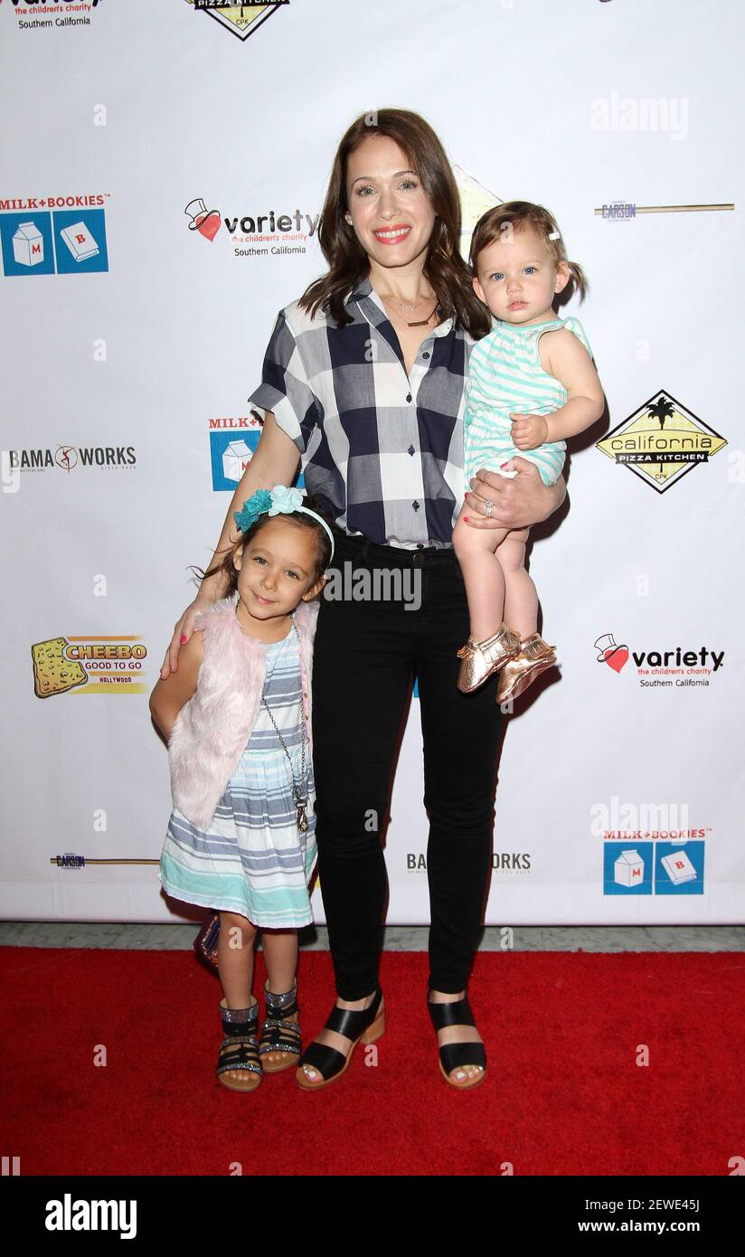 Marla Sokoloff with daughters Elliotte Anne Puro and Olive Mae Puro. Milk +  Bookies 7th Annual Story Time Celebration held at the California Market  Center. Photo Credit: AdMedia *** Please Use Credit