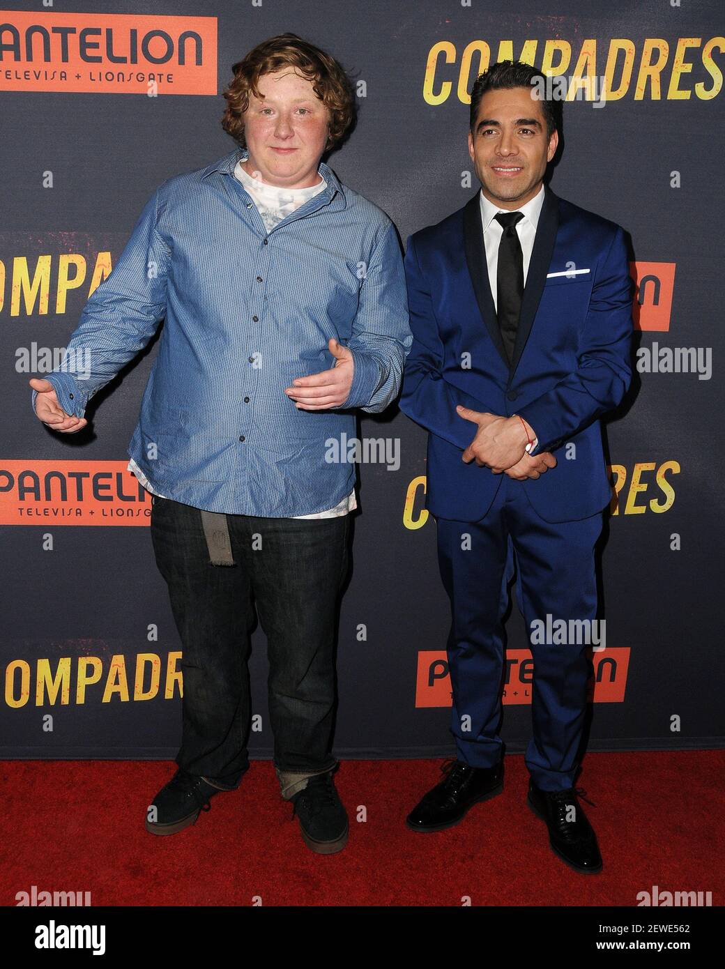 Hollywood, CA, USA. 19th Apr, 2016. Omar Chaparro, Enrique Begne, Joey  Morgan, Camila Sodi, Erik Elias, Aislinn Derbez. Arrivals for the Los  Angeles premiere of ''Compadres'' held at ArcLight Hollywood. Photo Credit