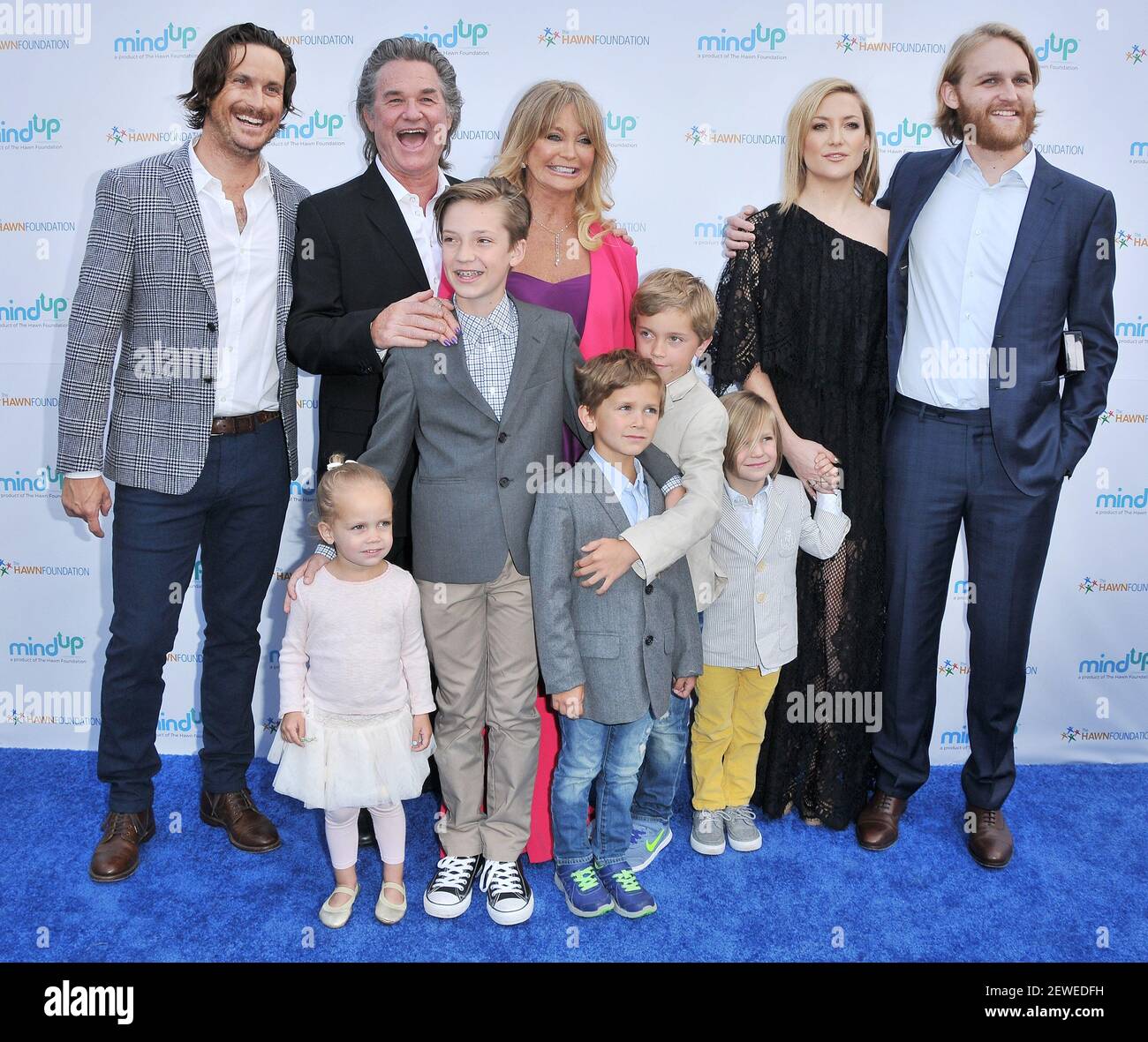 (Top L-R) Oliver Hudson, from back row left, Kurt Russell, Goldie Hawn ...