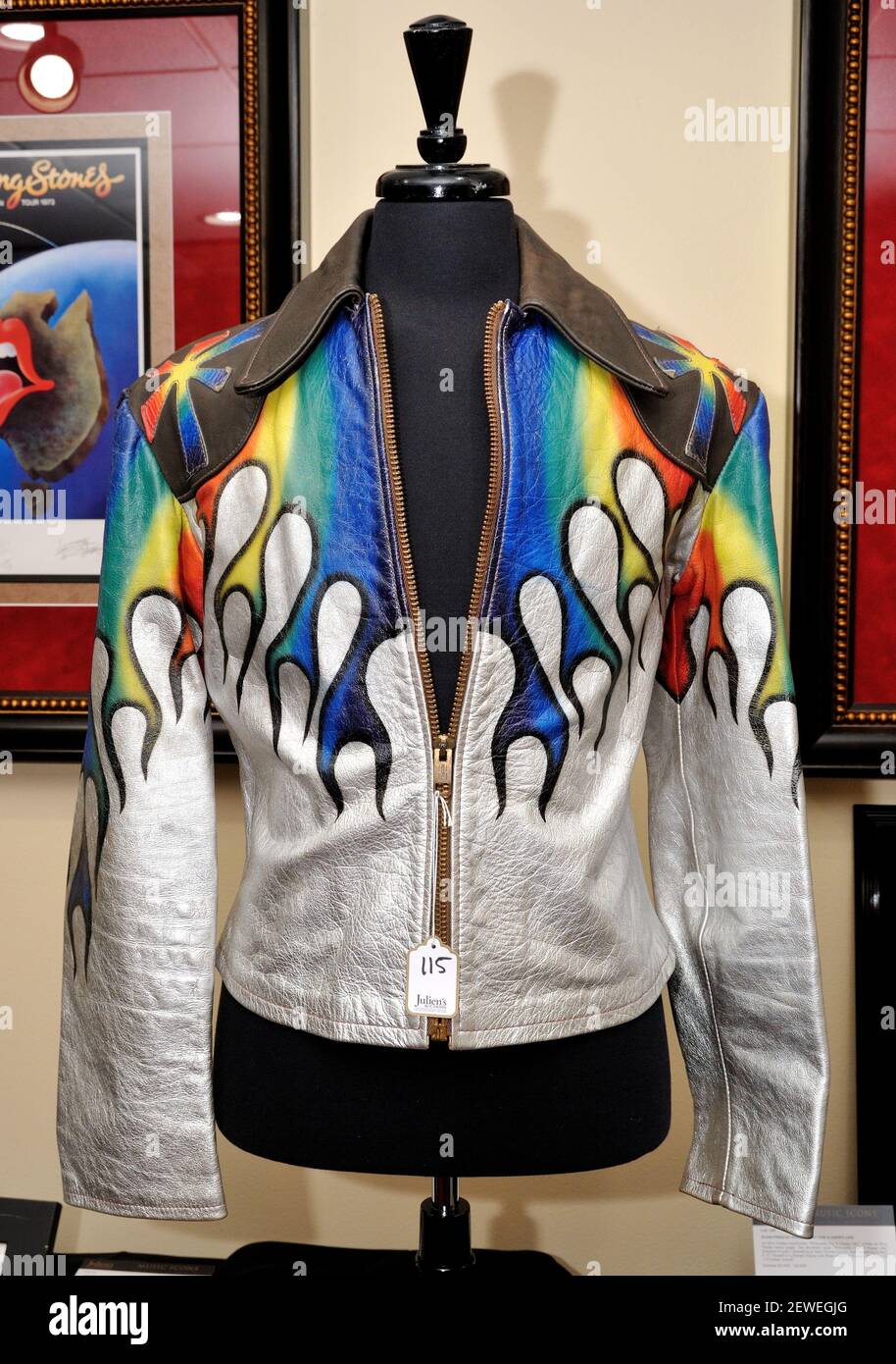 Elvis Presley painted leather jacket on display at the Music