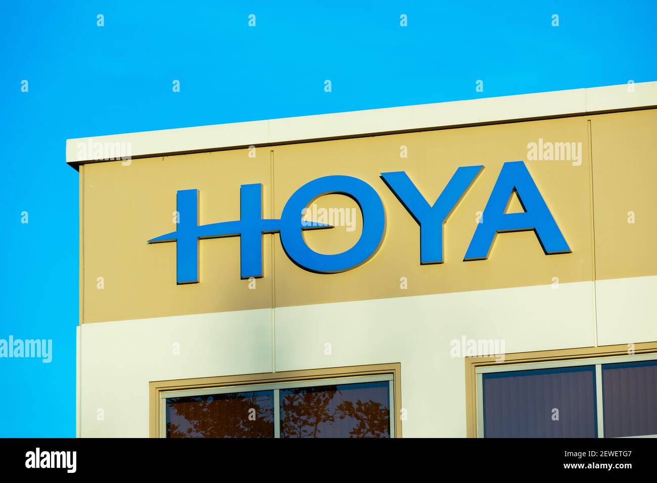 Hoya sign, logo on the facade of Hoya Corporation a Japanese company  manufacturing optical products. - Milpitas, California, USA - 2021 Stock  Photo - Alamy, image size:1300x956