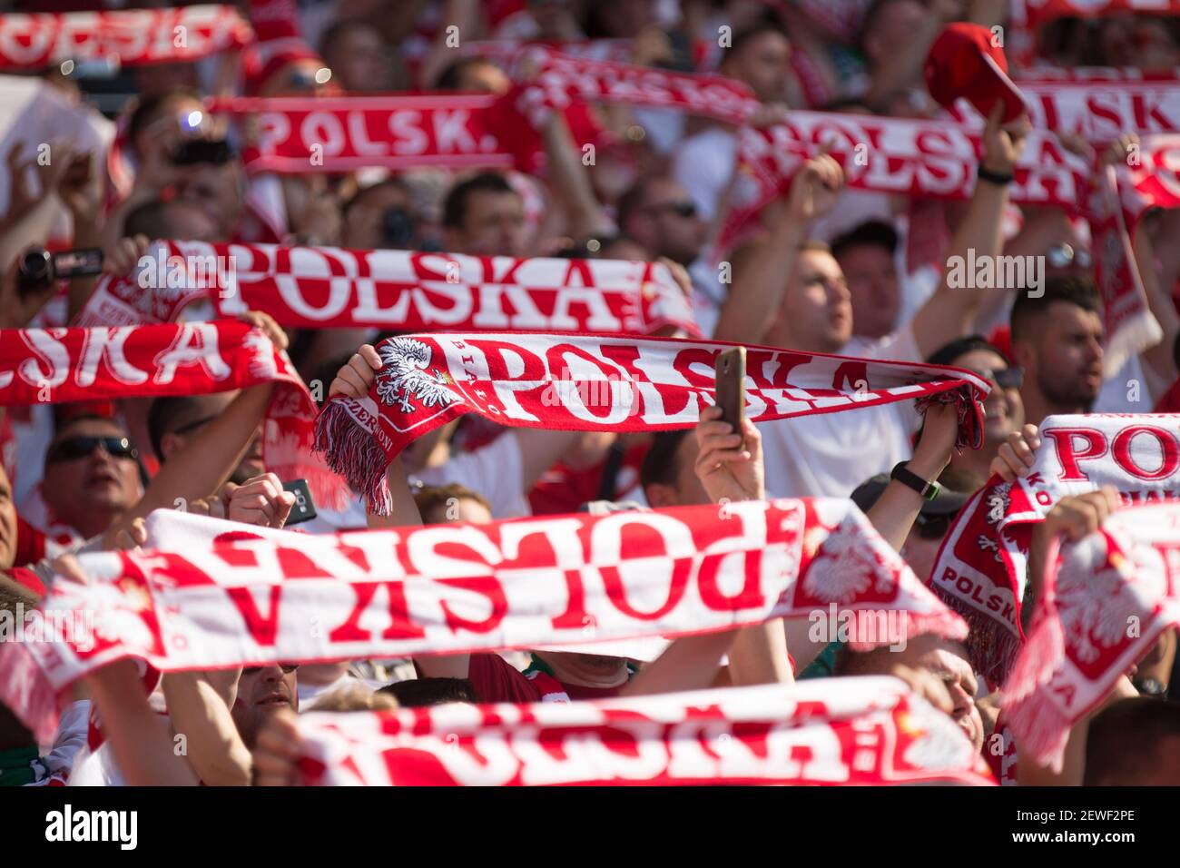 kibice Polski, fani, fans. Photo by Lukasz Skwiot / Foto Olimpik. Stock Photo