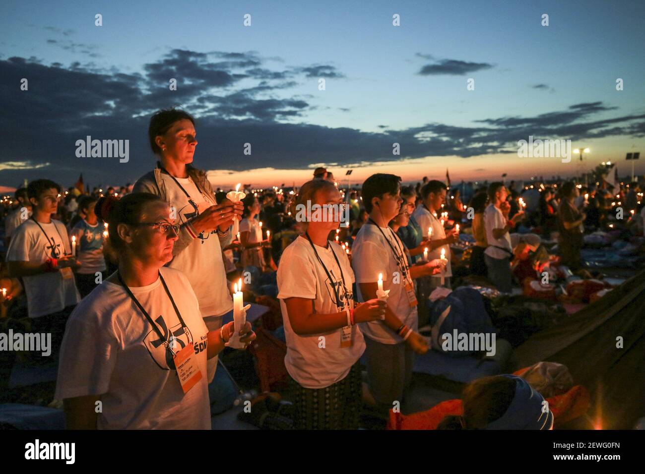 World Youth Day 2016. Pope Francis prayer vigil at Campus Misericordiae with hundreds thousand faithful pilgrims. Jul. 30 2016. Stock Photo