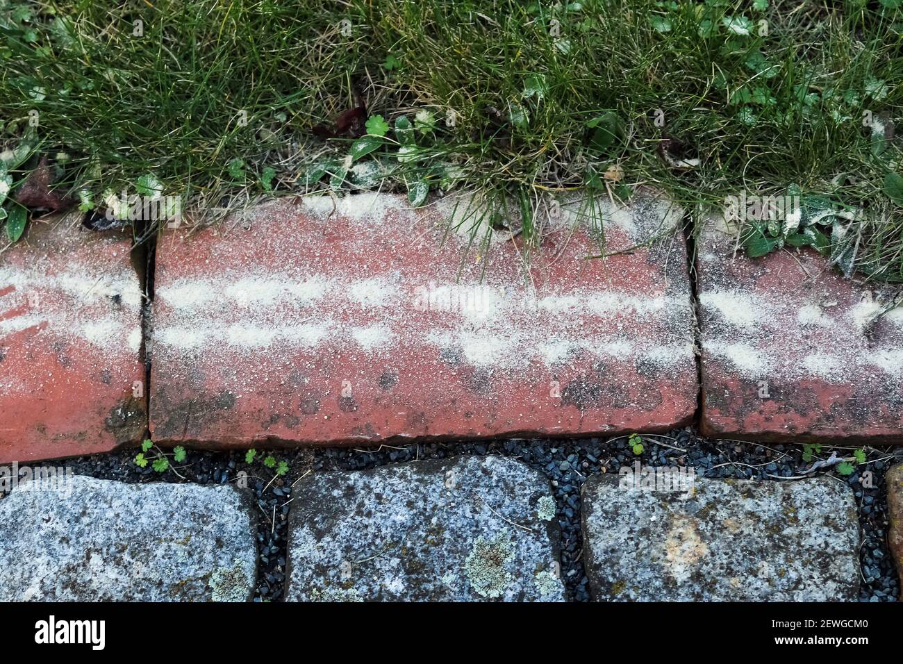 A detailed close up of old historical cobblestone roads and walkways all over Europe Stock Photo