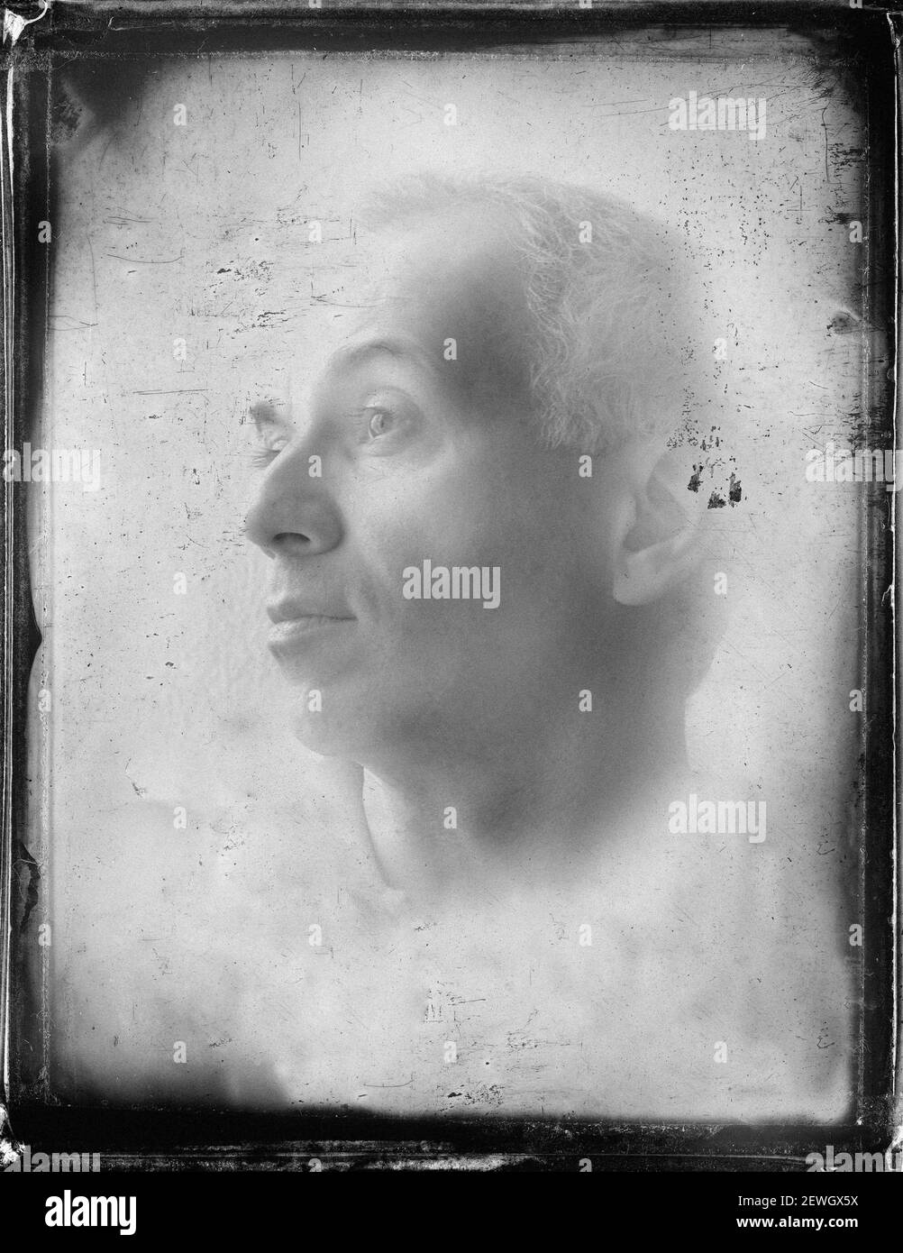 imitation of the portrait of a man on a wet plate Stock Photo