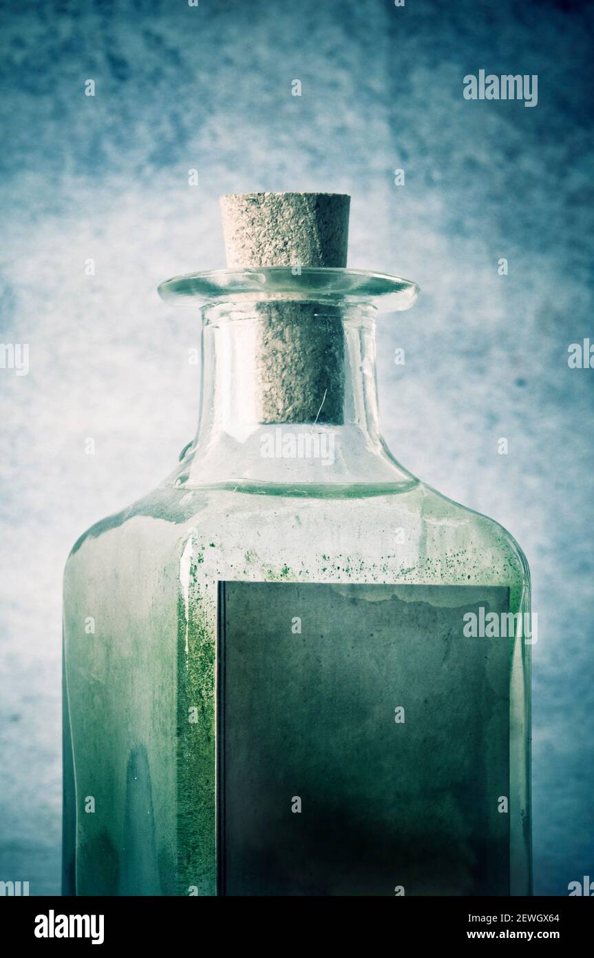 antique medicine bottle with blank label Stock Photo Alamy