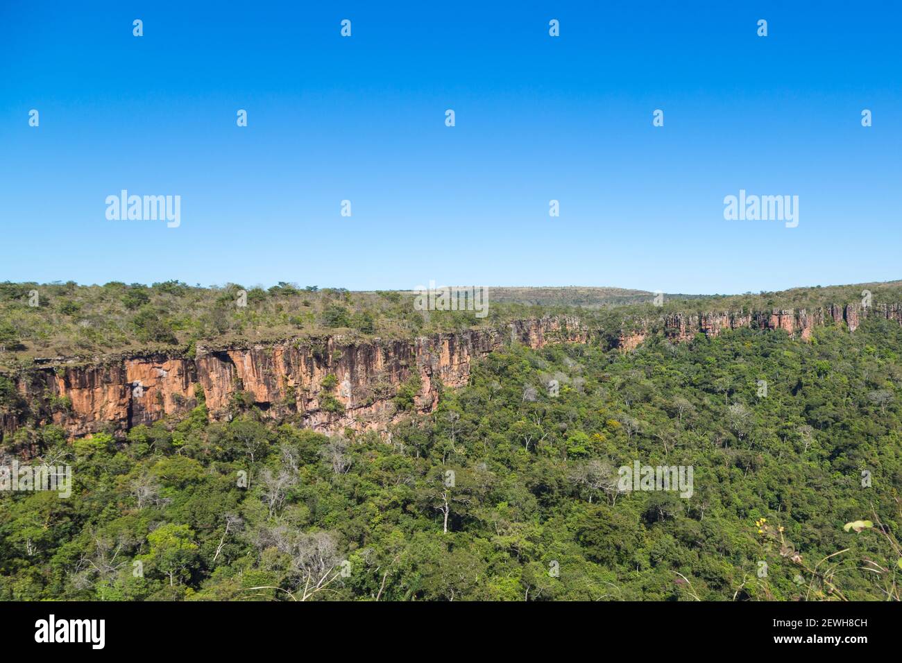 View over the Plateau of the Chapada dos Guimaraes Nationalpark in Mato Grosso, Brazil Stock Photo