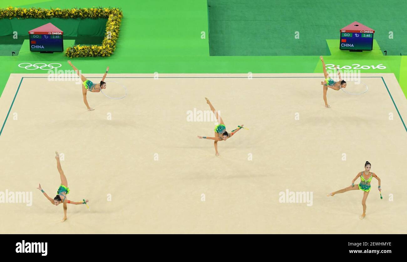 China Team During The Women S Rhythmic Gymnastics Group All Around Qualification During The Rio 16 Summer Olympic Games At Rio Olympic Arena Mandatory Credit Robert Deutsch Usa Today Sports Please Use Credit From