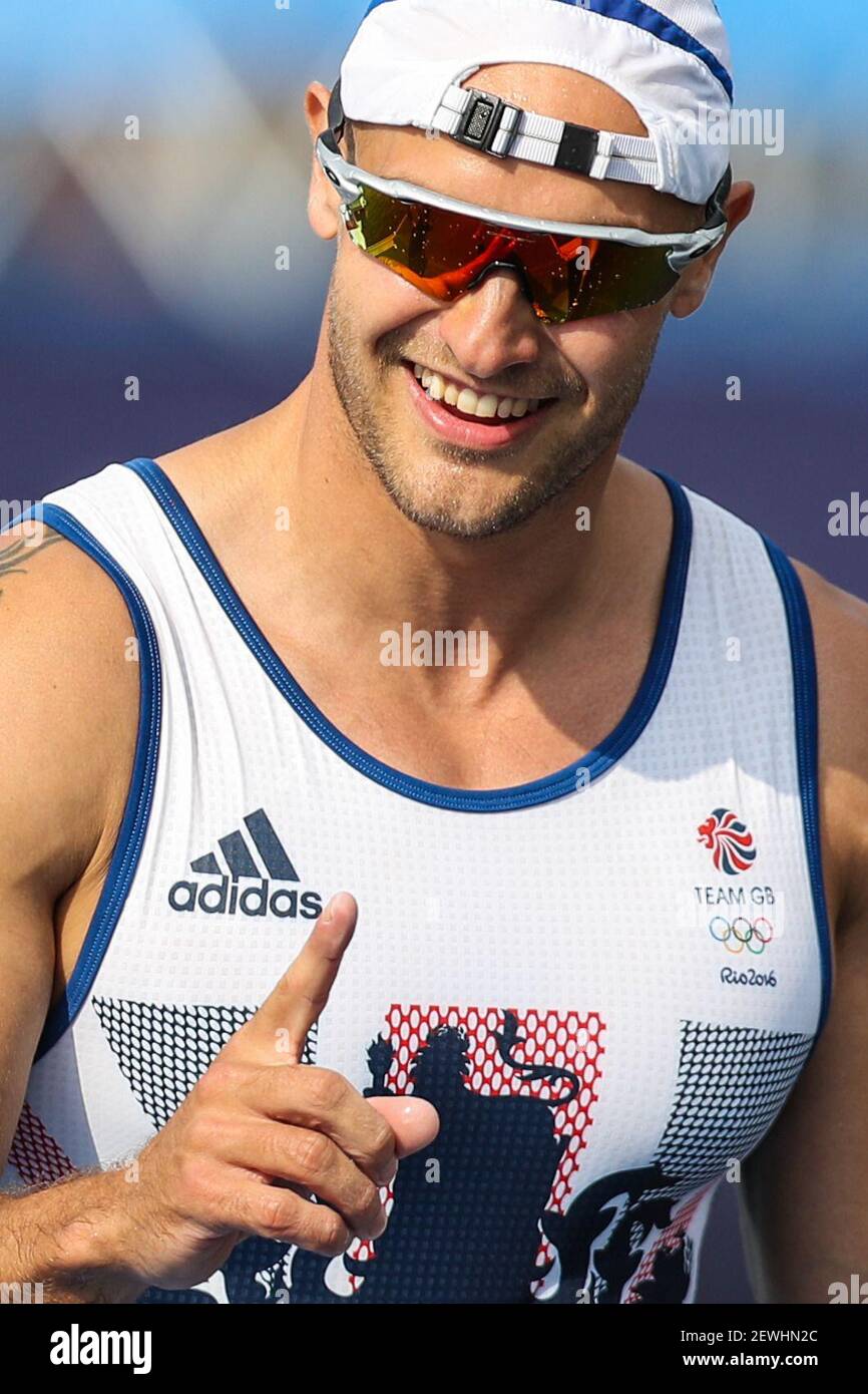 2000m Rower Liam Liam Heath of Great Britain celebrates after the men's kayak single ...