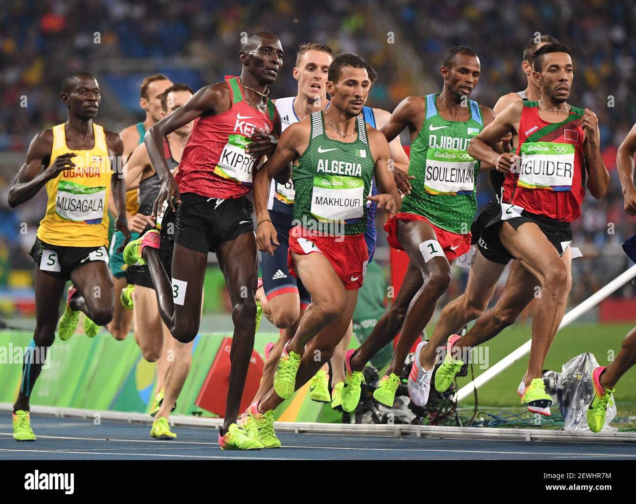 Rio de Janeiro, Brazil; Taoufik Makhloufi (ALG) competes in the men's 1500m final during the Rio 2016 Summer Olympic Games at Estadio Olimpico Joao Havelange. Mandatory Credit: James Lang-USA TODAY Sports *** Please Use Credit from Credit Field *** Stock Photo