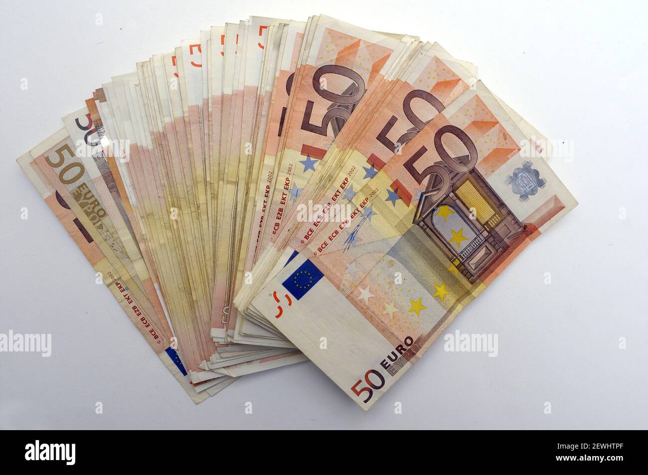 money, few fifty euros banknote, 50€ Stock Photo