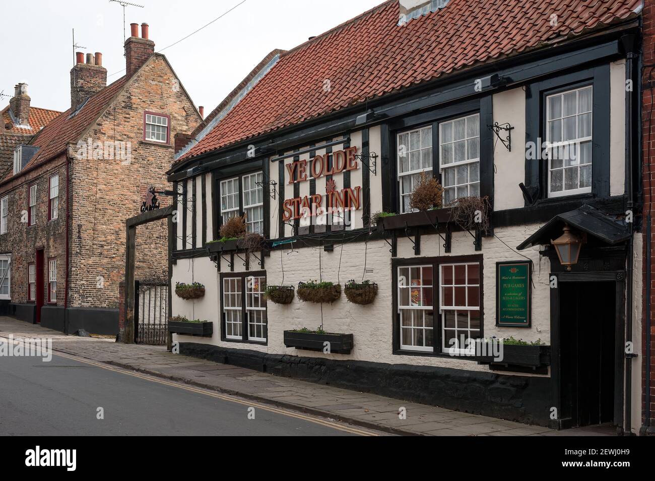 BRIDLINGTON, NORTH YORKSHIRE, UK - MARCH 19, 2010:  Exterior view of Ye Olde Star Inn Hotel in Bridlington Old Town Stock Photo