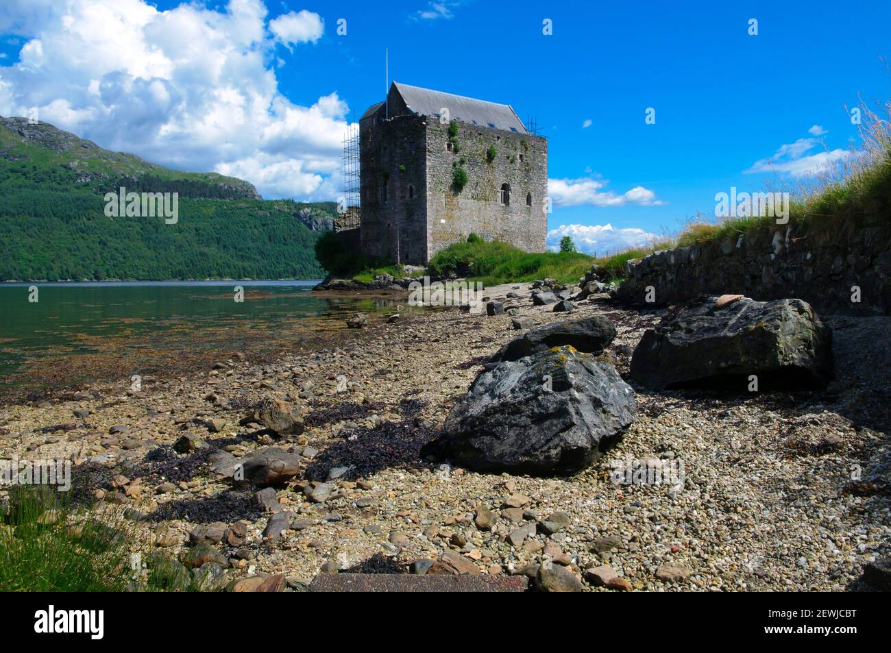 Carrick Castle is a 14thcentury tower house on the west shore of Loch