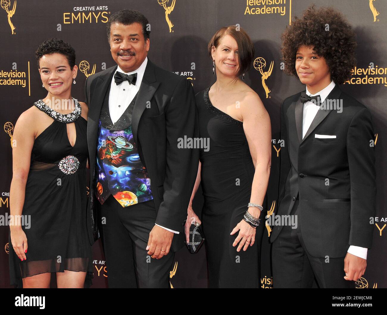 Neil deGrasse Tyson and Family arrives at the 2016 Creative Arts Emmy