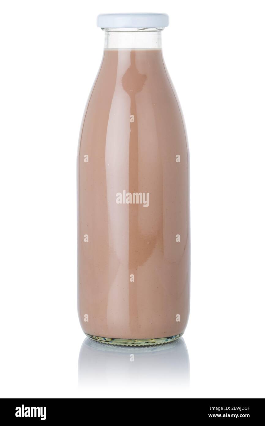 Fresh chocolate milk shake milkshake bottle isolated on a white