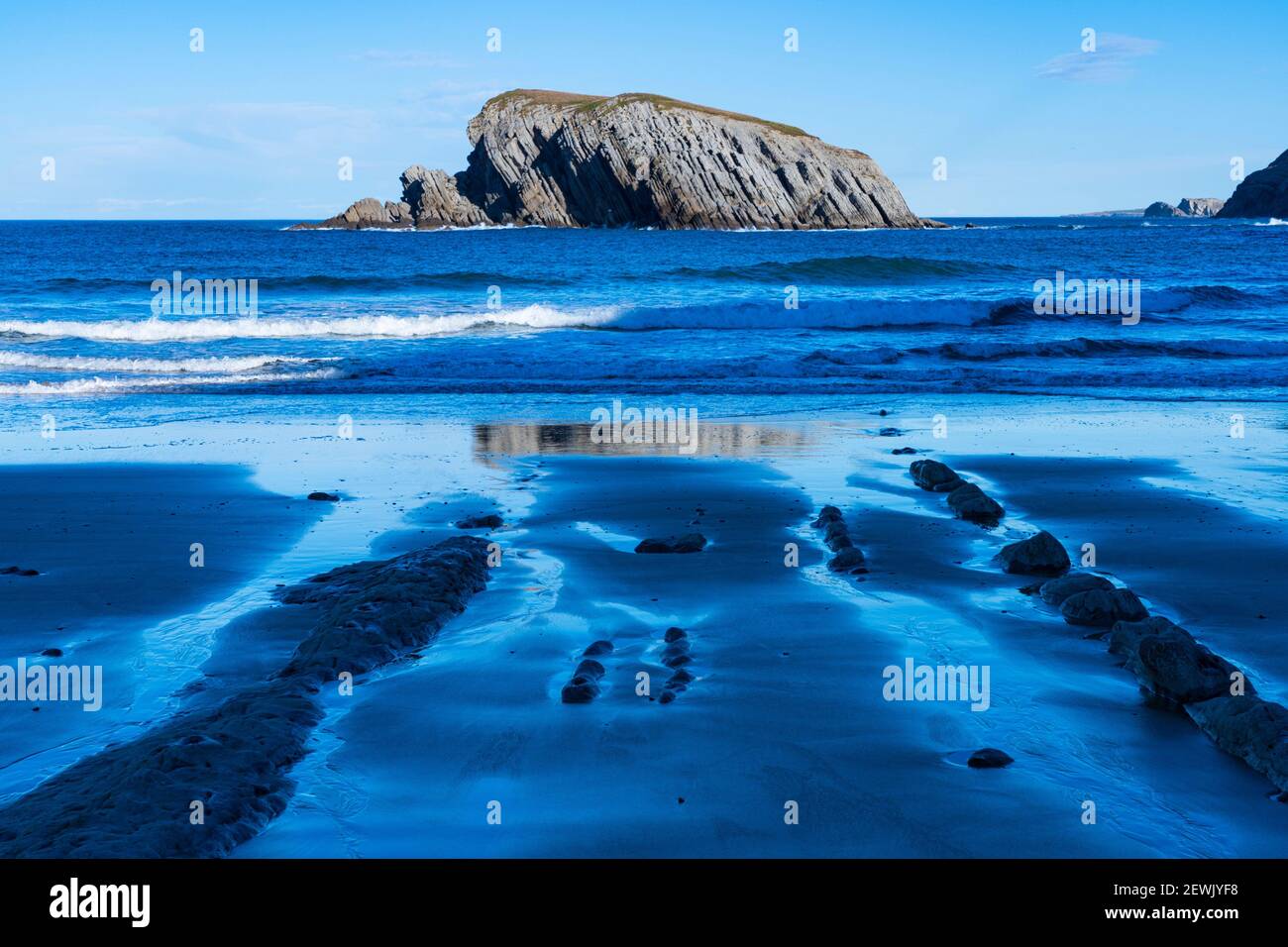 Beach in La Arnia. Cliffs of Liencres. Municipality of Piélagos in the Autonomous Community of Cantabria, Spain, Europe. Stock Photo