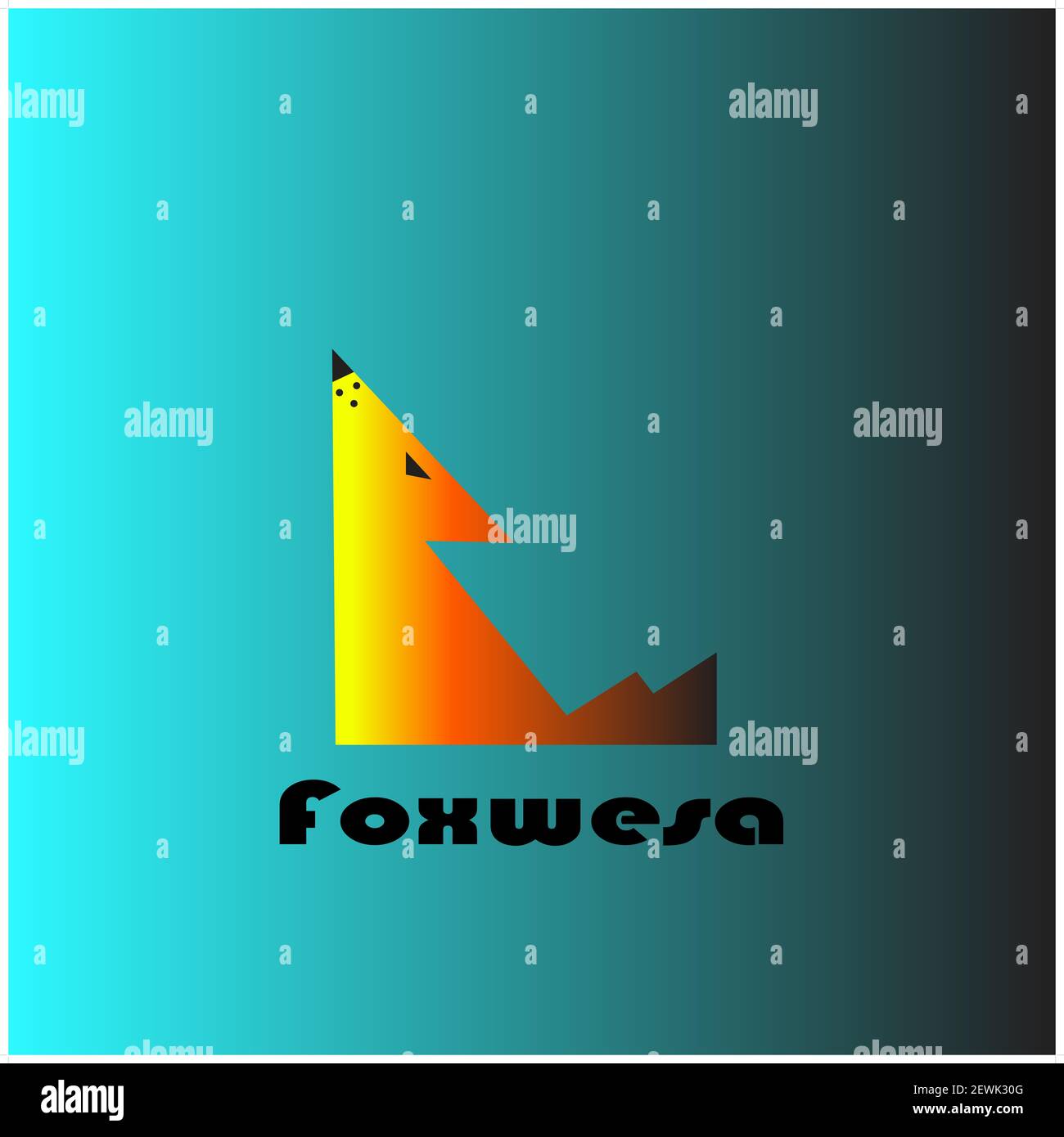 Foxwesa logo on gardient sky-blue background Stock Photo