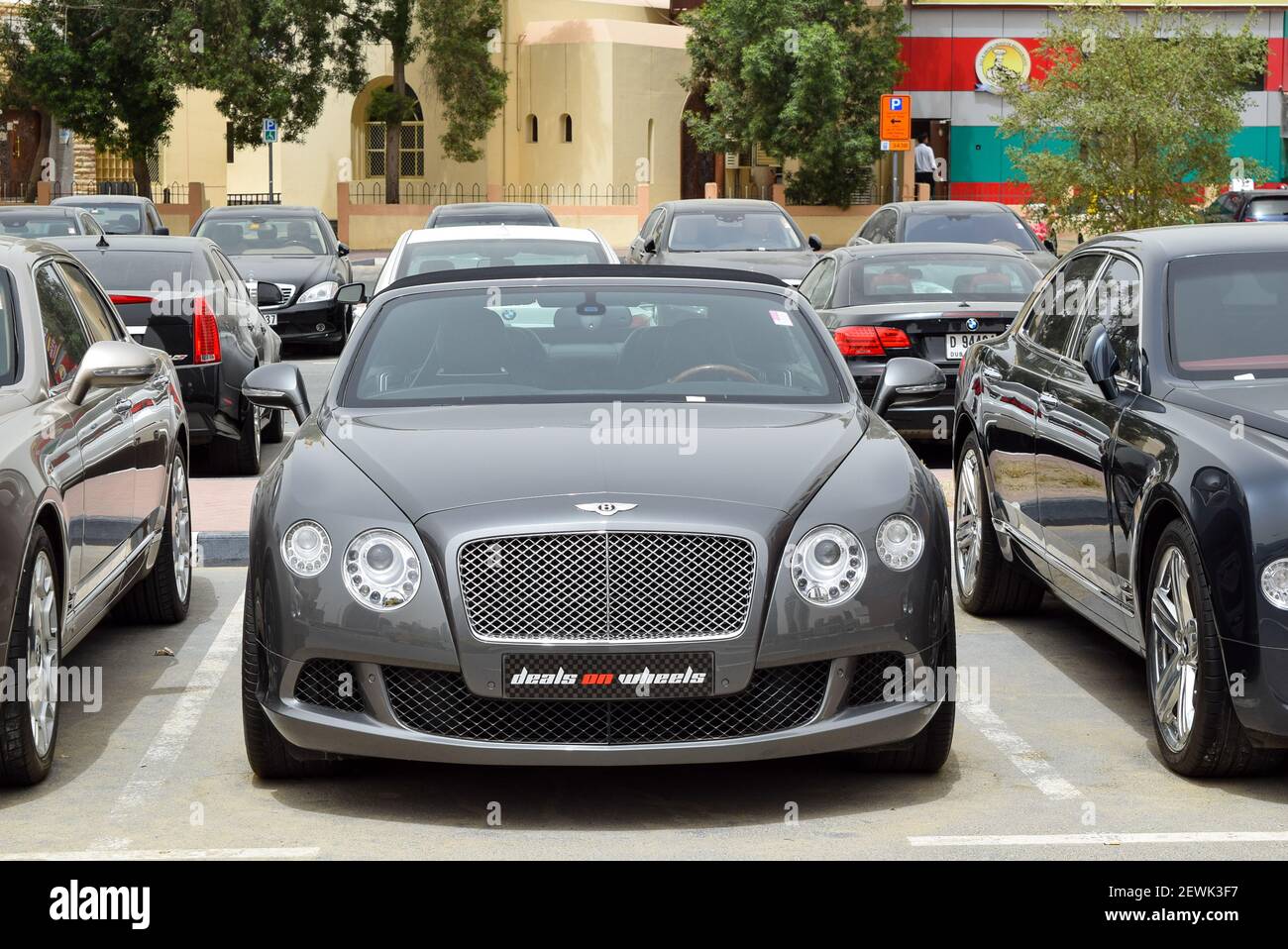 Luxury cars outdoor showroom in Dubai Stock Photo