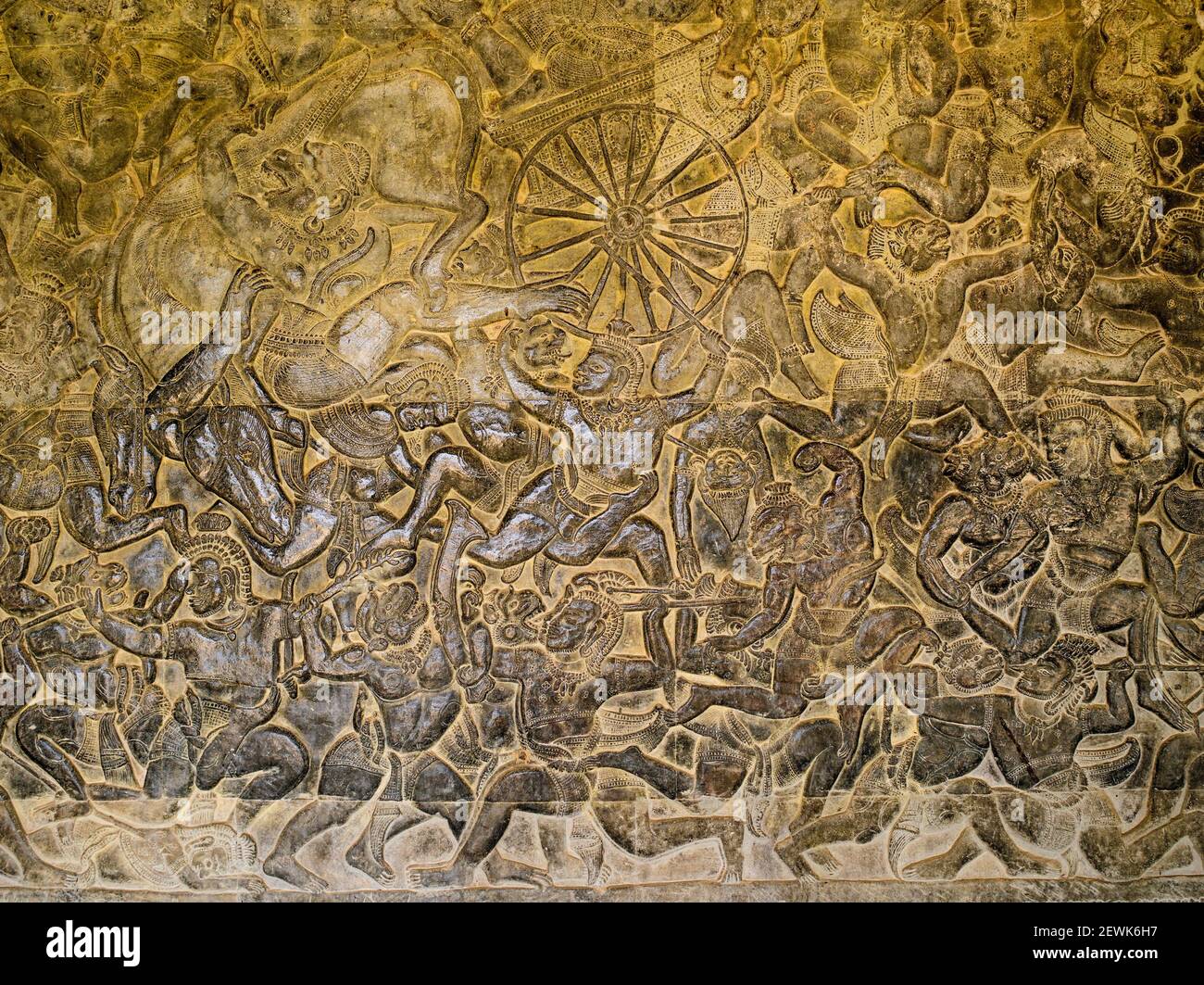 Basrelief. Angkor Wat. Cambodia.The Battle of Kurukshetra is a bas