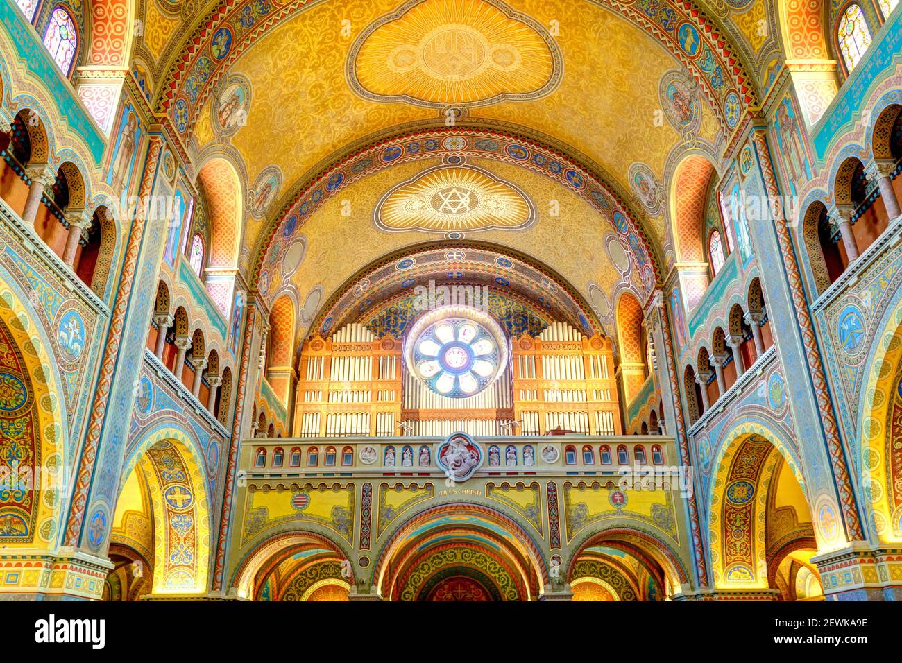Interior of the Szeged Cathedral, HDR Image Stock Photo
