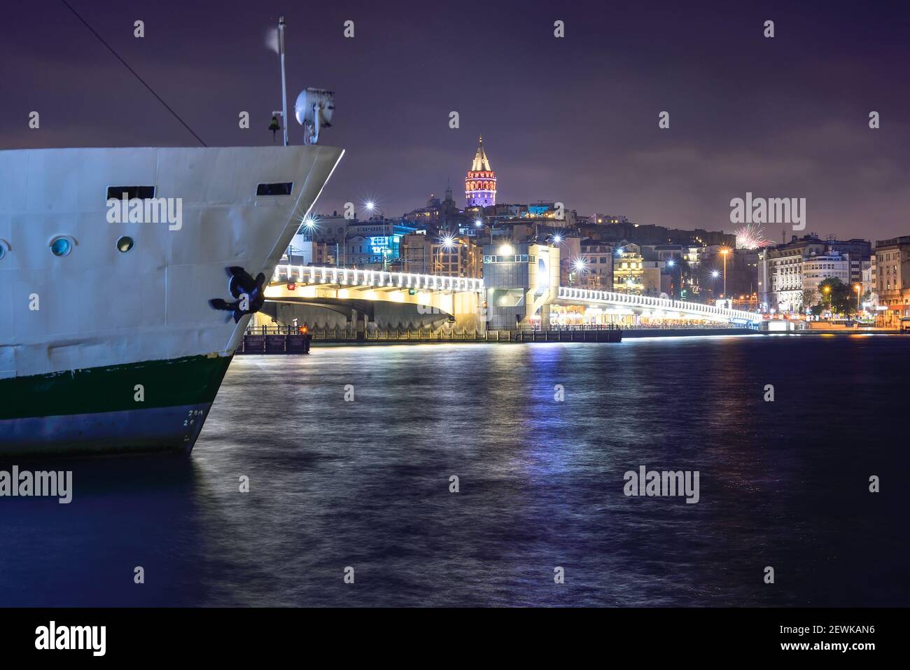 View of the Galata tower in Istanbul at night Stock Photo - Alamy