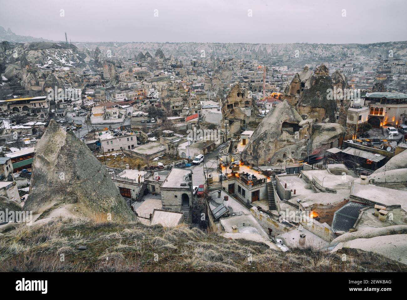 Goreme tourist city in Turkey with an unusual relief Stock Photo