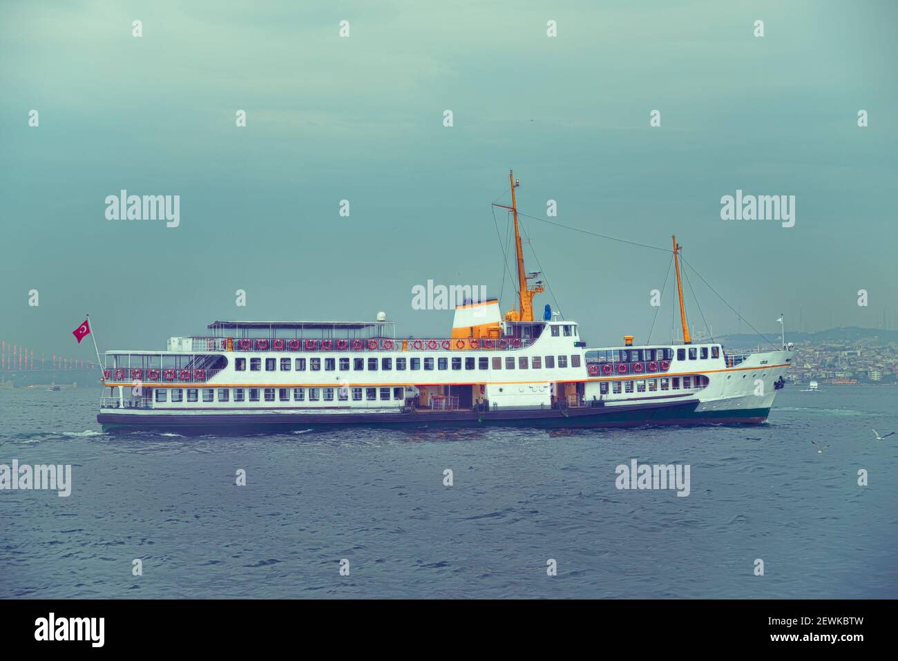 The passenger ship is on the Bosphorus in Istanbul Stock Photo - Alamy