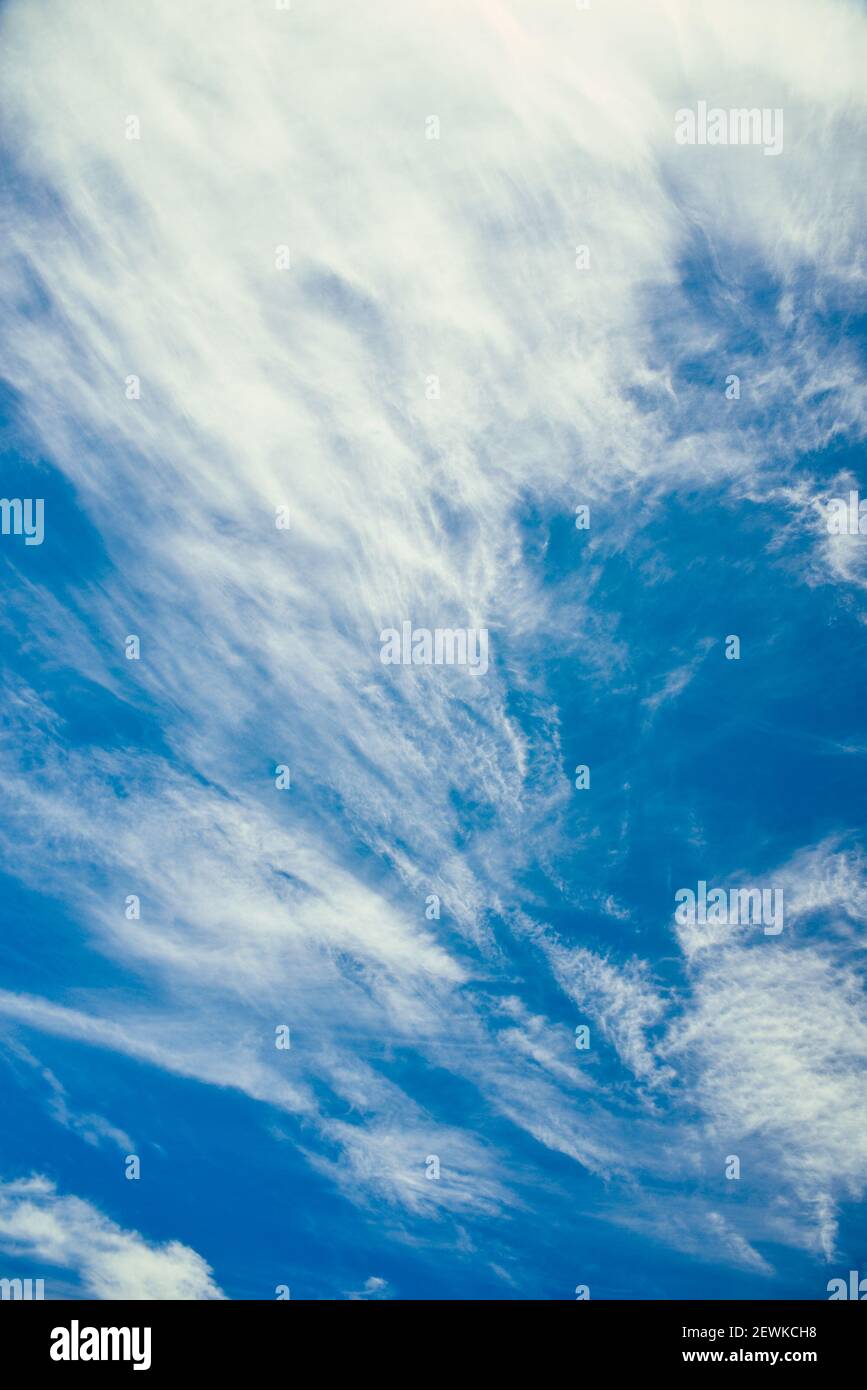 Beautiful blue sky with strange clouds, background Stock Photo