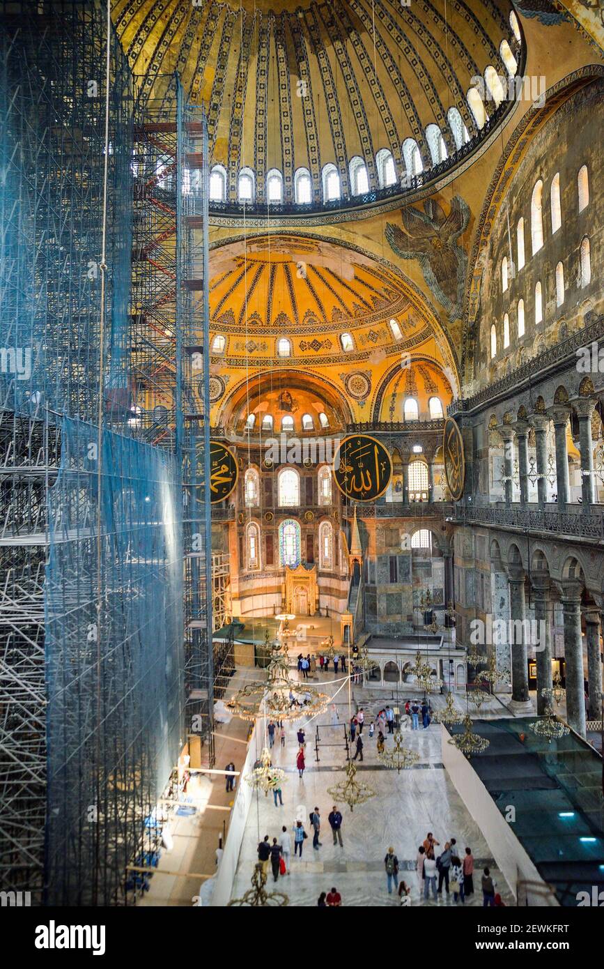 Istanbul, Turkey - May 5, 2017:  Hagia Sophia was a Greek Orthodox Christian patriarchal basilica, later an imperial mosque, and now a museum. Stock Photo