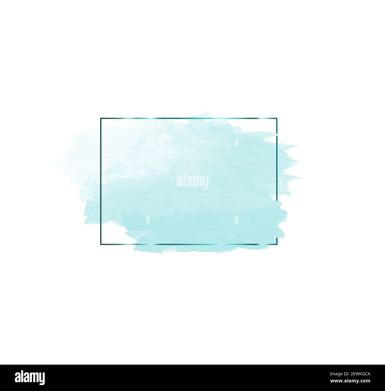 An aqua blue brush paint texture over a rectangular frame with a white ...