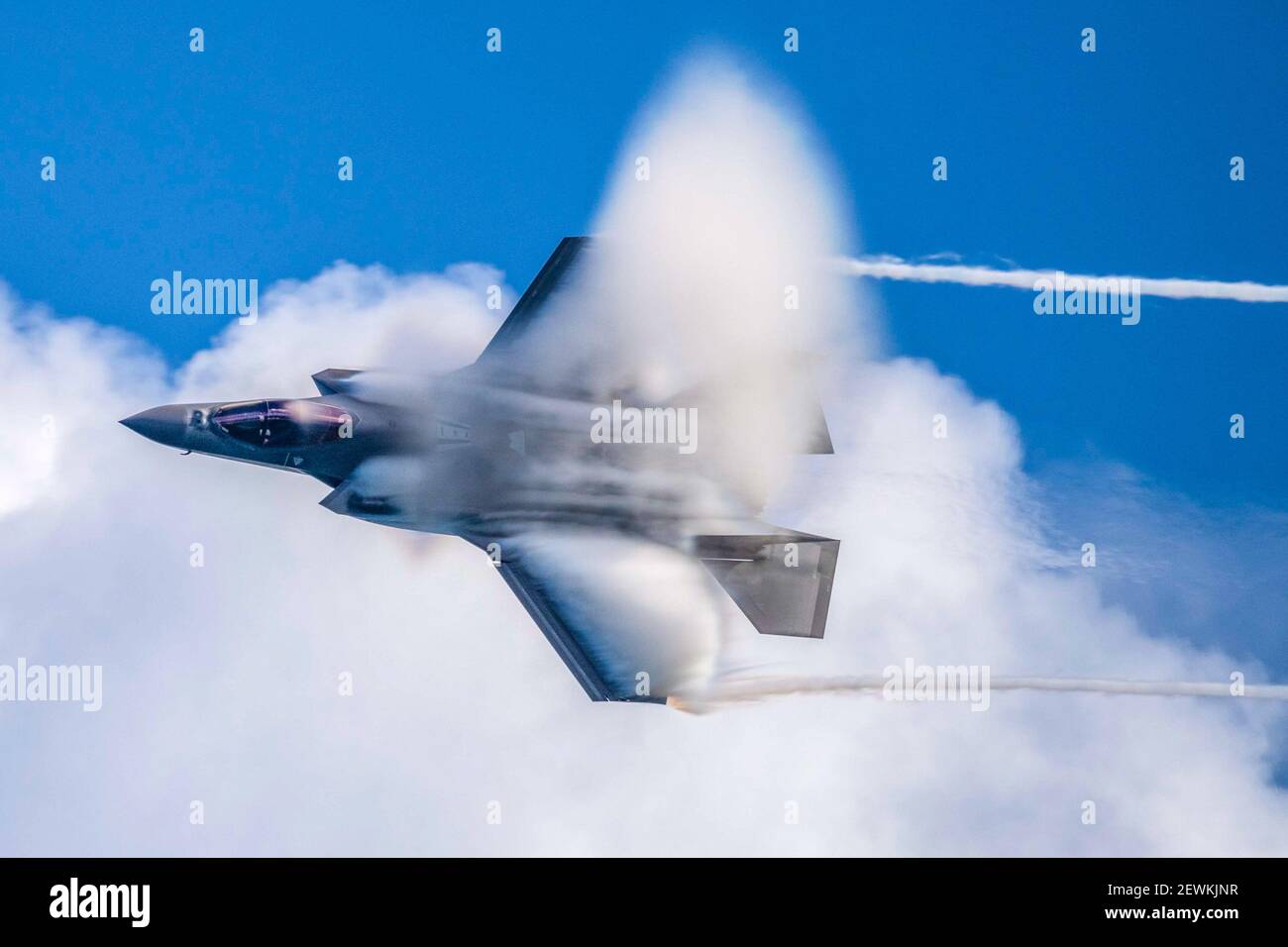 Capt. Kristin Wolfe, F-35 Lightning II Demonstration Team commander and pilot, performs the ''dedication pass'' maneuver at the 2020 Fort Lauderdale Stock Photo