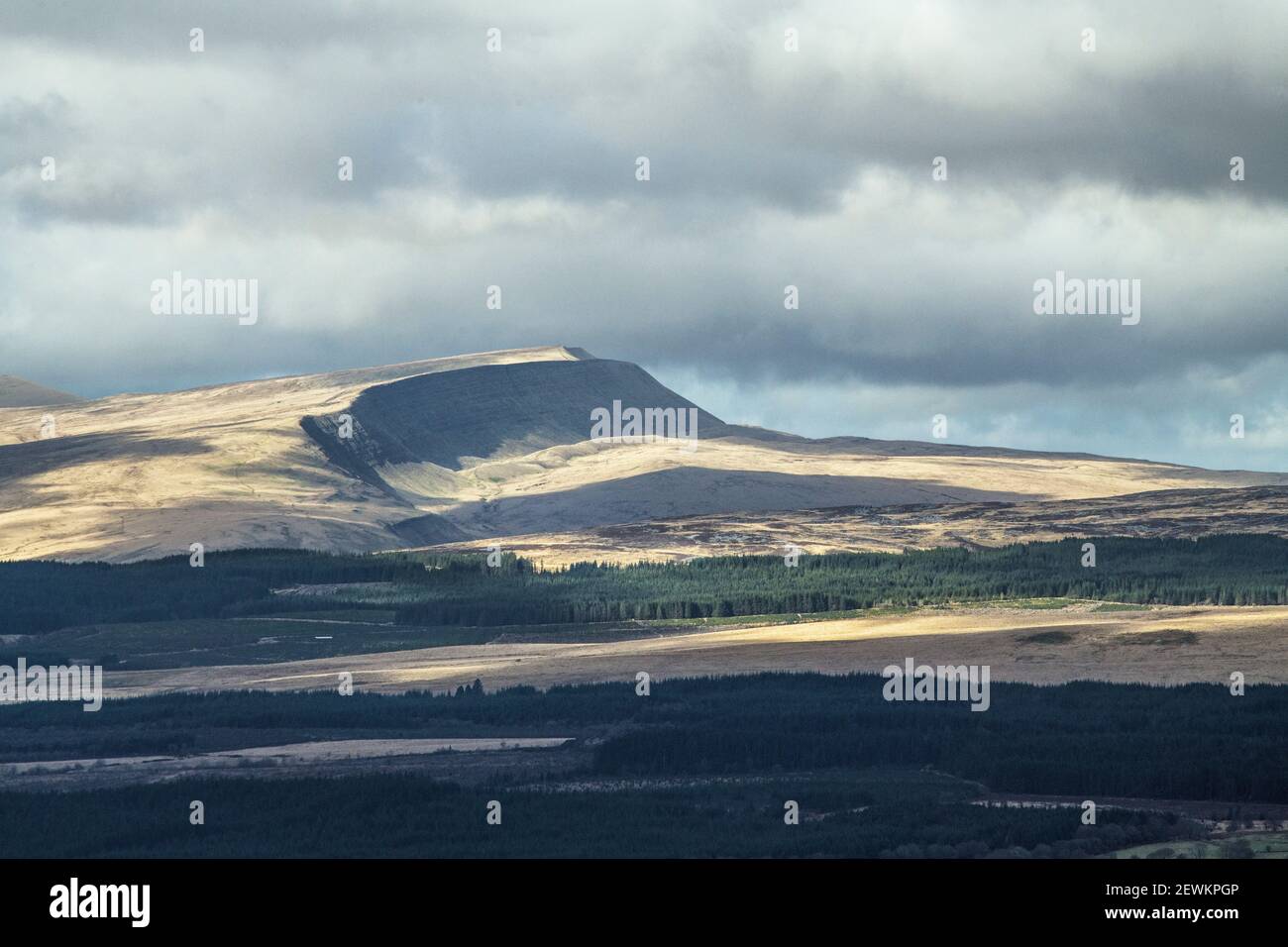 The profile of the Fan Hir ridge in the Western Brecon Beacons Powys Stock Photo