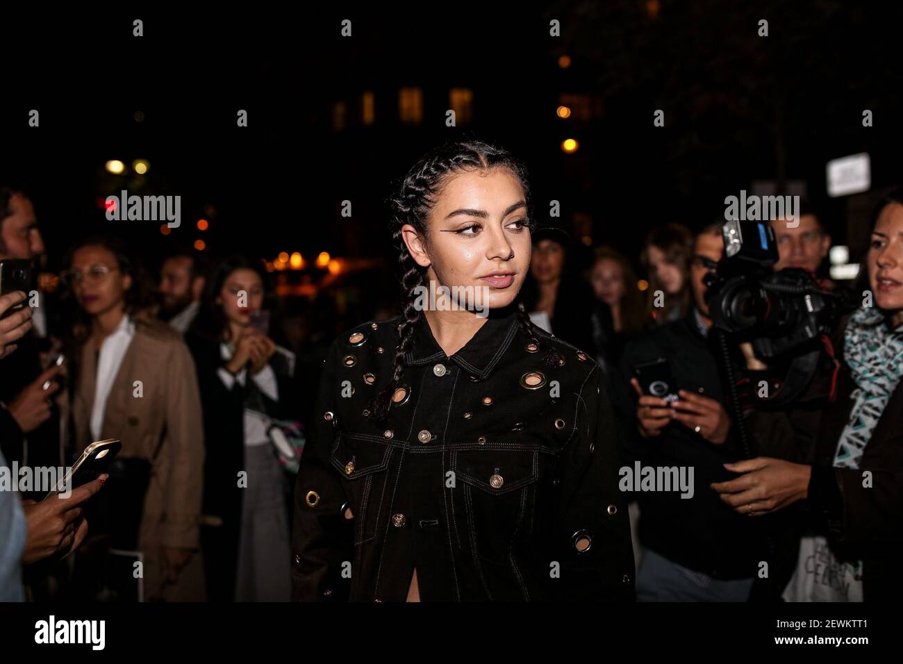Charli XCX leaving the Kenzo Spring/summer 2017 show as part of Paris Fashion Week on October 4, 2016 in Paris, France.  Stock Photo