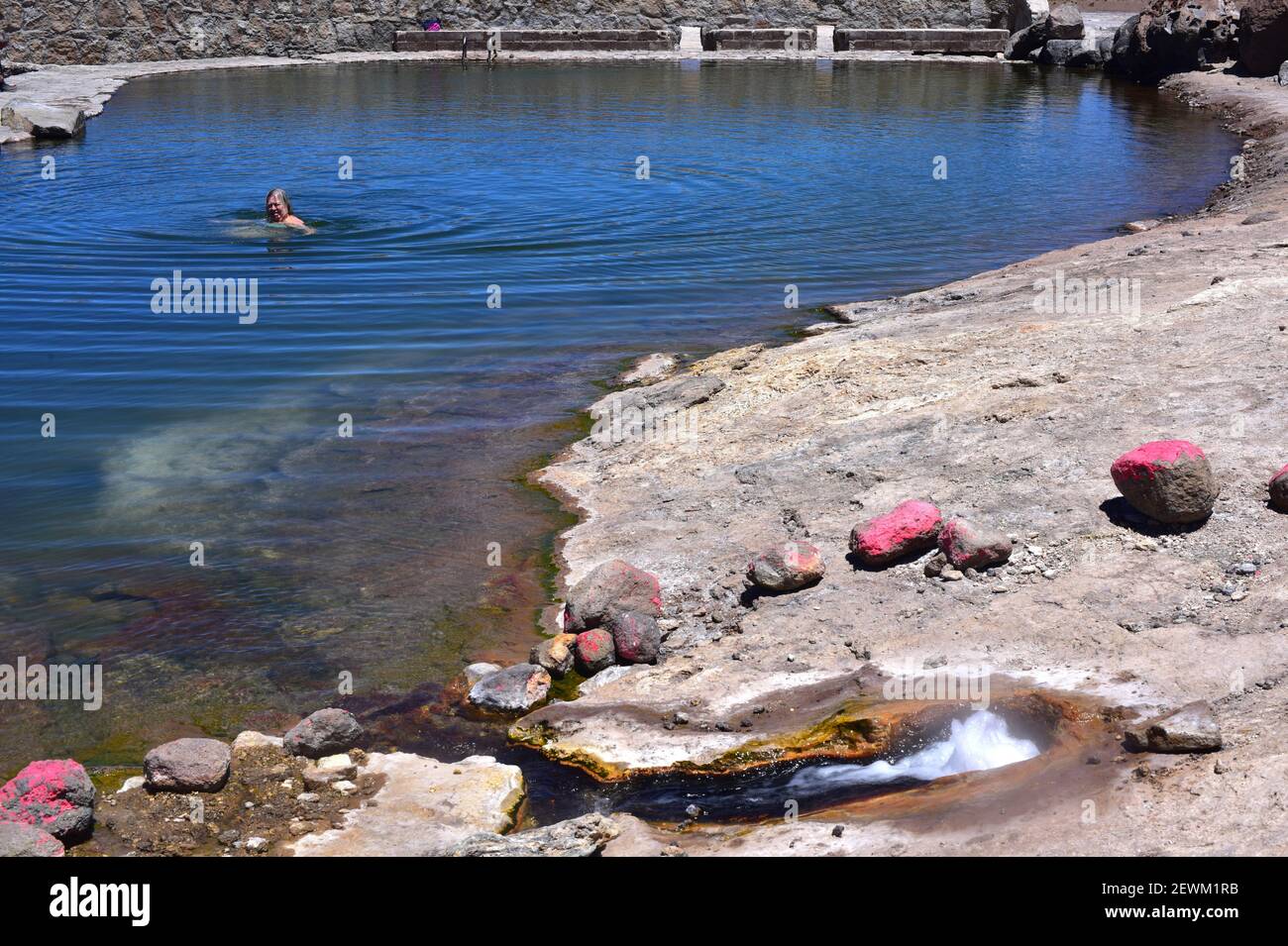 El Tatio Geyser Field. Hot spring pool. San Pedro de Atacama, Antofagasta, Chile. Stock Photo